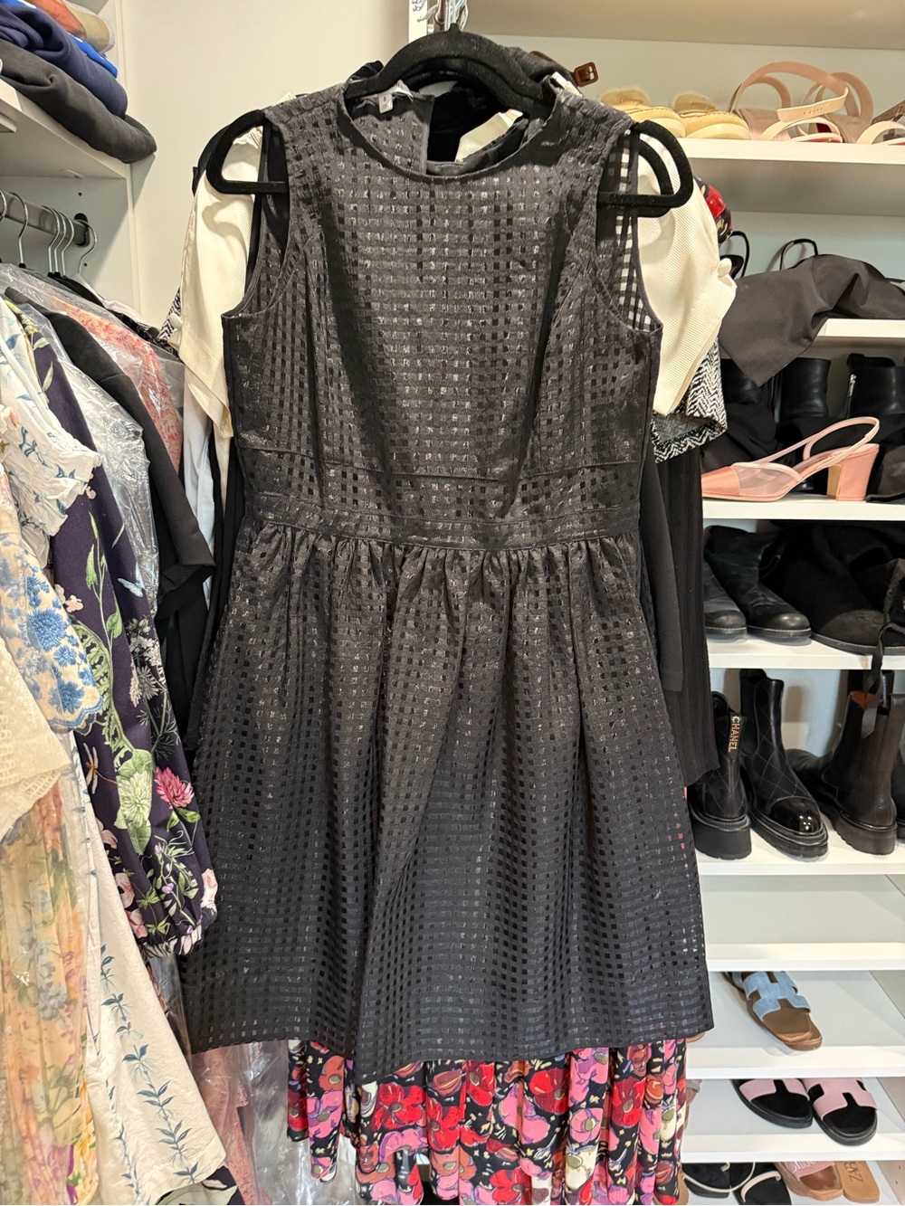 Elizabeth and James Black Sleeveless Eyelet Fit-and-Flare Mini Dress